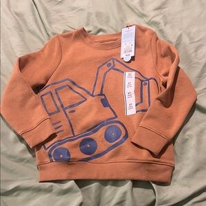 Kids Sweatshirt with Blue Excavator Graphic